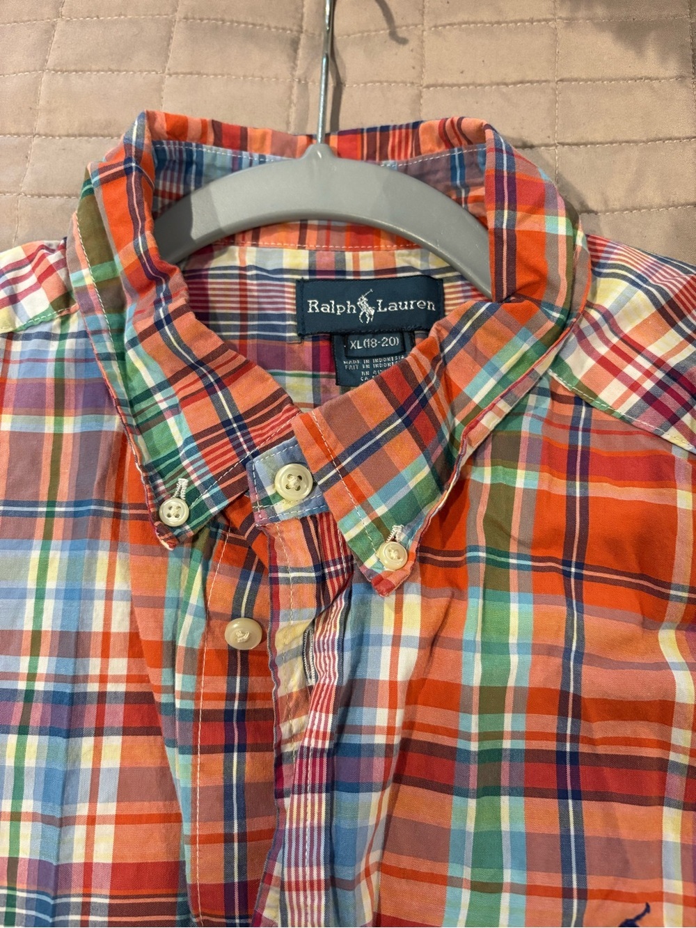 Ralph Lauren Orange Multi-Plaid Short-Sleeve Button-Down Shirt - Picture 4 of 4